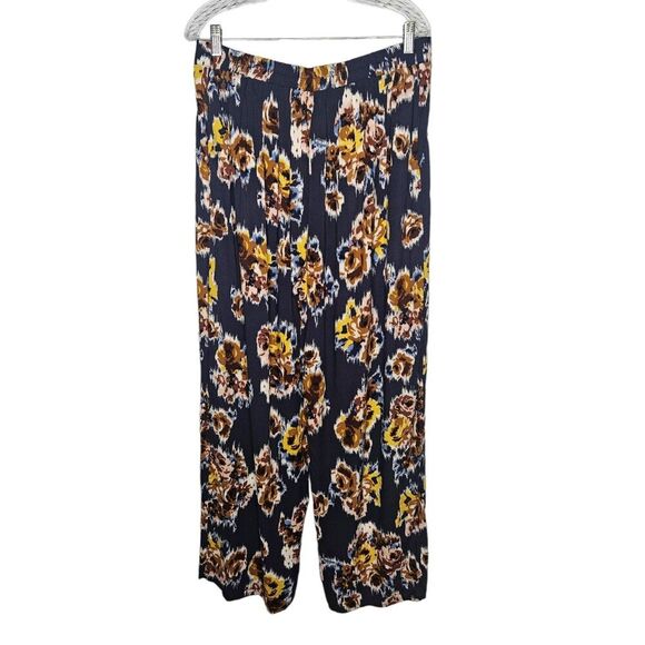 BAND OF GYPSIES Floral Wide Leg Pants XL Hand Pockets Elastic Waist Flowy - Picture 4 of 6